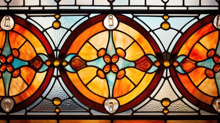Stained glass, artistic window pattern. Architecture decoration artistic detail
