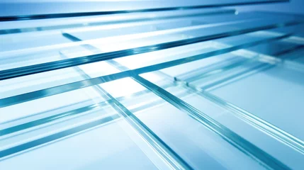 Fotobehang Transparent solar control float glass sheets pile. Window material sample © Pixel Pine