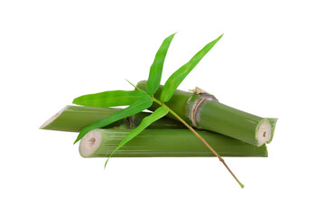 Natural bamboo and leaf isolated on transparent png