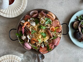 가리비새우 오일파스타