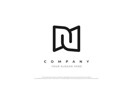 Initial Letter NU Monogram Logo Design Vector