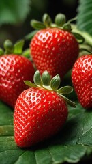 Strawberry. Fresh organic strawberries, macro shot. Fruit background