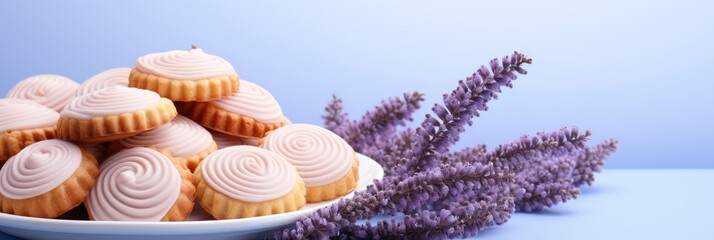 Pattern Palmiers Cookies Against Lilac Background , Banner Image For Website, Background abstract , Desktop Wallpaper