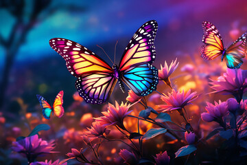 multicolor butterfly, AI generated - obrazy, fototapety, plakaty