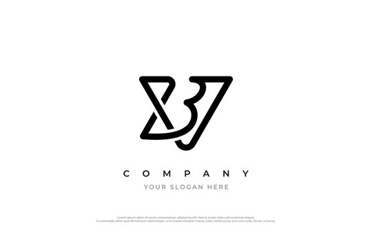 Initial Letter VB or BV Logo Design Vector