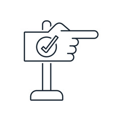 Choosing the right direction. A signpost to success. Vector linear illustration icon isolated on white background. 