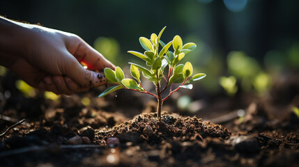 planting a flower HD 8K wallpaper Stock Photographic Image 