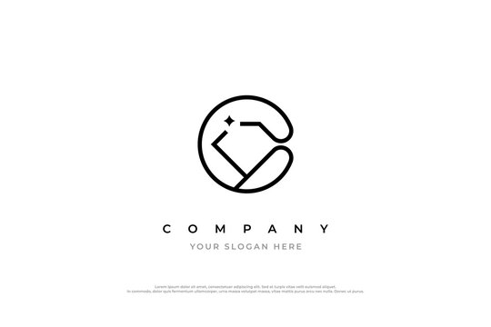 Elegant Diamond Letter C Logo Design