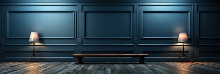 3D Dark Blue Wall Panel Seamless , Banner Image For Website, Background abstract , Desktop Wallpaper