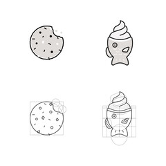 Cookie and bungeoppang/taiyaki ice cream icon.