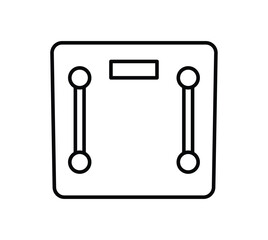 Analog body weight scale icon. Mechanical scale. Outline object isolated on white background. Icon for web.