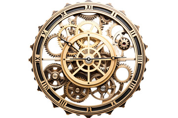 Clock Gear Train Isolated on transparent background. Generative Ai