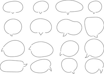 手書き風 シンプルな吹き出しセット 装飾 黒