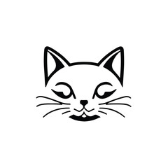 Fototapeta premium head Icon of cat face. Flat outline style.