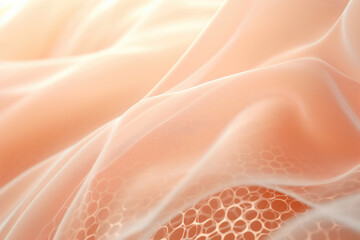 Textured Organic Mesh: Close-Up of Skin Cells in a Delicate Peach Palette - obrazy, fototapety, plakaty