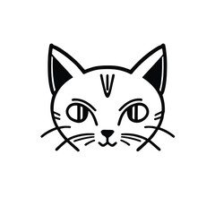 head Icon of cat face. Flat outline style.