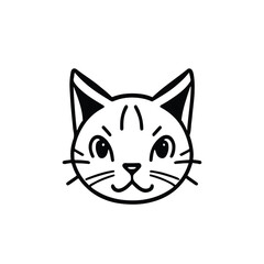 head Icon of cat face. Flat outline style.