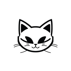 Fototapeta premium head Icon of cat face. Flat outline style.