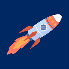 Vector rocket background in flat style