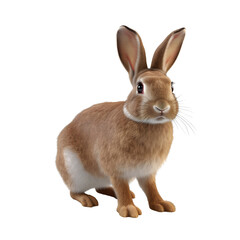 Studio portrait of a rabbit sitting isolated on transparent background