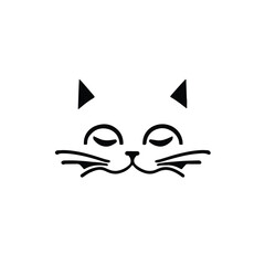 head Icon of cat face. Flat outline style.