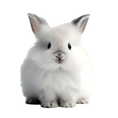 Portrait of a  white rabbit isolated on transparent background