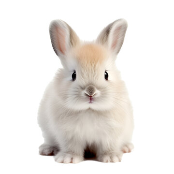 Funny baby white rabbit isolated white background