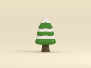 minimal 3d rendering abstract christmas tree cartoon style
