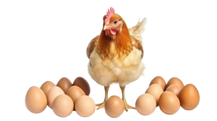 Chicken mom broods eggs on the transparent background