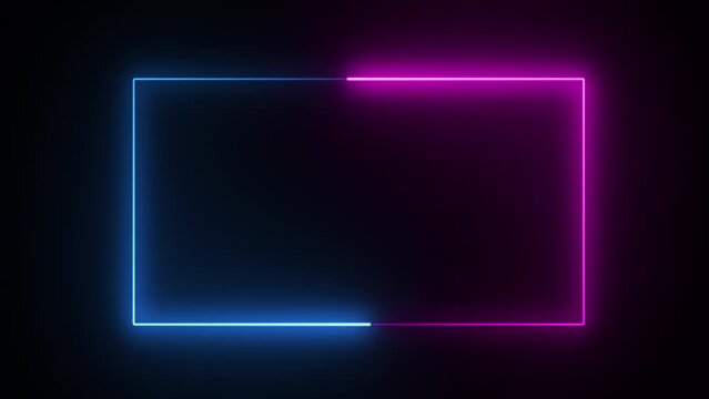 A colorful Rectangle neon animation . Rectangle frem icon