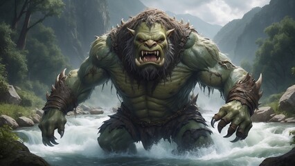 An ogre (feminine: ogress) is a legendary monster depicted as a large, hideous, man-like being that eats ordinary human beings. 4K - 8K - 12K TV. Generative AI.
