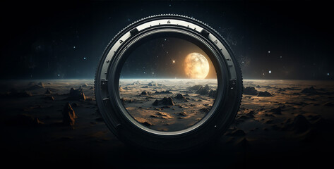 a camera lens capturing space images - obrazy, fototapety, plakaty