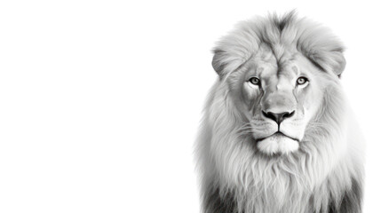 A lion black and white on the transparent background
