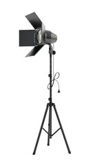Stage spotlight on tripod isolated on transparent background. 3D illustration