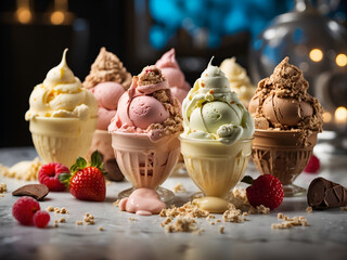Ice Cream, each one is a unique masterpiece of flavor and texture. From classic cream-filled to savory and unexpected, let your imagination run wild - obrazy, fototapety, plakaty