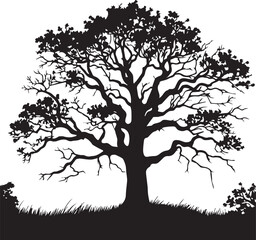 Oak Tree Silhouettes EPS Oak Tree  Vector Oak Tree  Clipart
