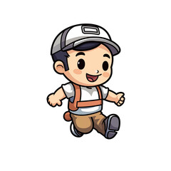 cartoon illustration of a boy running