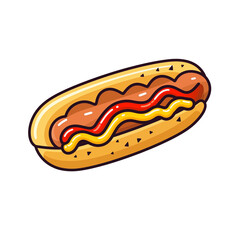 hot dog with ketchup and mustard