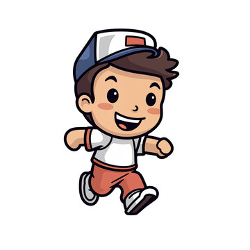 cartoon illustration of a boy running