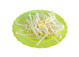 bean sprouts in plastic dish isolated