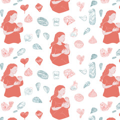 Hand drawn simple elements set. Sketch underlines, icons, emphasis, Hand drawn like kids Mother life pattern design for print including different elements of love and baby flower and kids