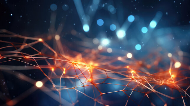 A neural network concept with glowing connections