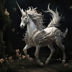 Obraz na płótnie Canvas Enchanting Grace Beautiful White Unicorn in Splendor