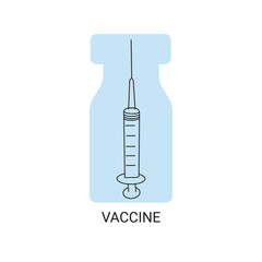 Vaccine bottle and syringe icon. Isolated vector drawing on white background. Vector illustration