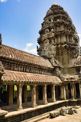 Angkor Wat Temple Inner Complex Tower, masterpiece of Khmer Architecture built in 12th century by...