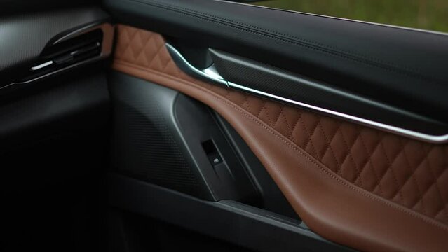modern car door, modern car interior, leather interior