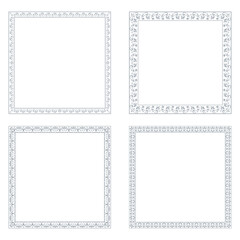Set of decorative frames Elegant vector element for design in Eastern style, place for text. Floral gray and white borders. Lace illustration for invitations and greeting cards