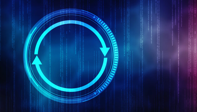Update icon with binary codes on technology abstract background, Update System Upgrade Software version technology concept