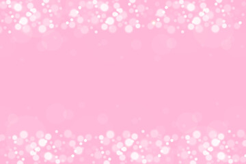Fototapeta na wymiar Gentle pink background with glowing bokeh. Luminous particles fall from above. Vector template for girly holiday designs.