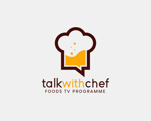 Food chat logo template vector icon illustration design.Chef logo template